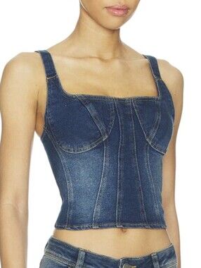 OW Collection Devin Denium Corset Top  NWOT